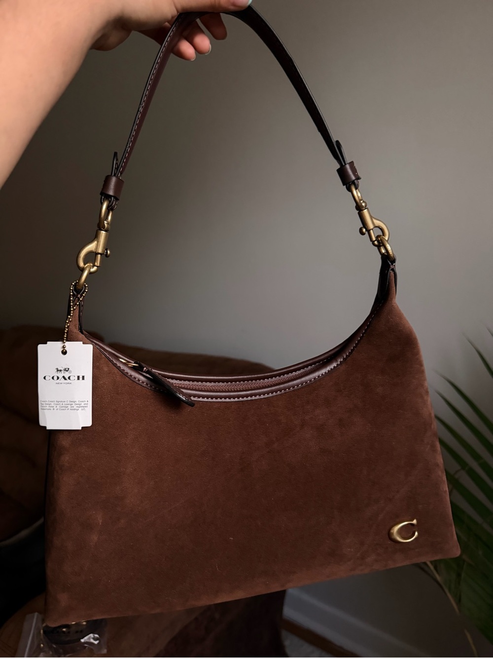 Coach Brown Suede Juliet Shoulder Bag